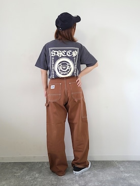 「Lee」｜「アイテム（キャップ）」を使った、パン粉さん（レディース・151cm）の秋コーディネート