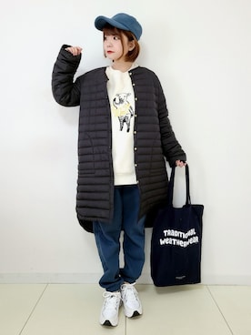 「Traditional Weatherwear」｜「アイテム（ダウンジャケット/コート）」を使った、パン粉さん（レディース・151cm）の冬コーディネート