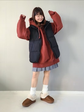 「重ね着ベストシーズン」｜「アイテム（福袋/福箱）」を使った、パン粉さん（レディース・151cm）の秋コーディネート