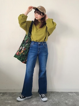 「EDWIN」｜「アイテム（帽子）」を使った、パン粉さん（レディース・151cm）の春コーディネート