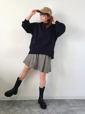 「SUGAR BISKET（シュガービスケット）のアイテム（ブーツ）」を使った、パン粉さん（レディース・151cm）の秋コーディネート