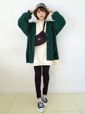 「merry jenny（メリージェニー）のアイテム（スウェット）」を使った、パン粉さん（レディース・151cm）の秋コーディネート