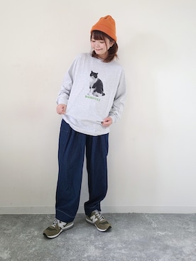 「MERLOT（メルロー）のアイテム（デニムパンツ）」を使った、パン粉さん（レディース・151cm）の夏コーディネート