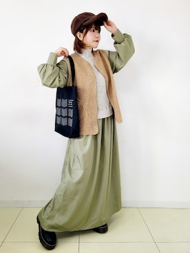 「ITEMS URBANRESEARCH（アイテムズ アーバンリサーチ）のニットベストドッキングワンピース（ワンピース）」を使った、パン粉さん（レディース・151cm）の冬コーディネート