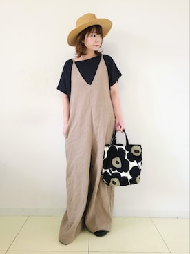 「FORK&SPOON（フォークアンドスプーン）のアイテム（オールインワン・サロペット）」を使った、パン粉さん（レディース・151cm）の春コーディネート