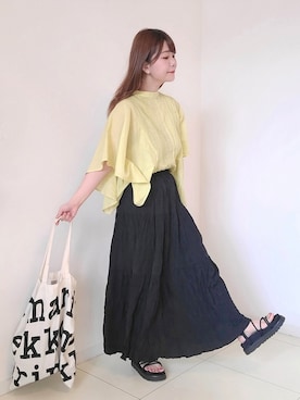 「ワッシャースカート」｜「アイテム（その他）」を使った、パン粉さん（レディース・151cm）の夏コーディネート