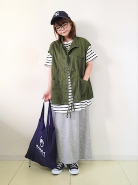 「RETRO GIRL（レトロガール）のアイテム（その他アウター）」を使った、パン粉さん（レディース・151cm）の夏コーディネート