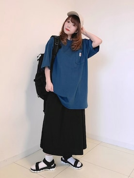 「carhartt」｜「アイテム（ワンピース/ドレス）」を使った、パン粉さん（レディース・151cm）の夏コーディネート