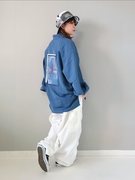 「ジョンズクローゼット」｜「アイテム（帽子）」を使った、パン粉さん（レディース・151cm）の夏コーディネート