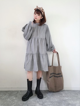 「SUGAR BISKET（シュガービスケット）のアイテム（ブーツ）」を使った、パン粉さん（レディース・151cm）の夏コーディネート