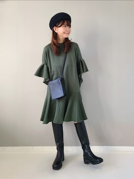 「cava cava（サヴァサヴァ）のアイテム（ブーツ）」を使った、パン粉さん（レディース・151cm）の秋コーディネート