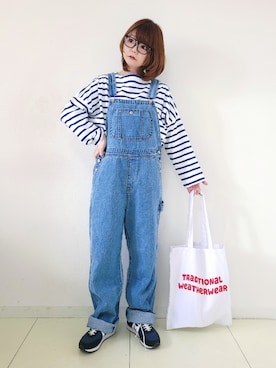 「something_jean」｜「アイテム（オールインワン・サロペット）」を使った、パン粉さん（レディース・151cm）の春コーディネート