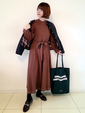 「チェック柄に恋してる」｜「アイテム（福袋/福箱）」を使った、パン粉さん（レディース・151cm）の秋コーディネート