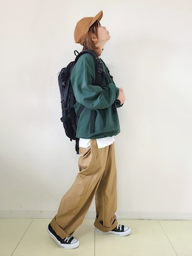 「Lee」｜「アイテム（キャップ）」を使った、パン粉さん（レディース・151cm）の春コーディネート
