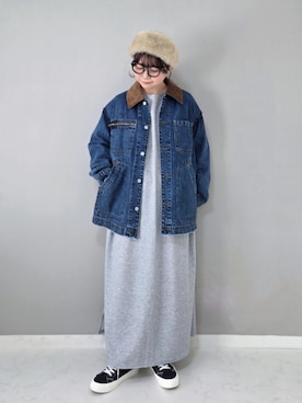 「アイテム（デニムジャケット）」を使った、パン粉さん（レディース・151cm）の秋コーディネート