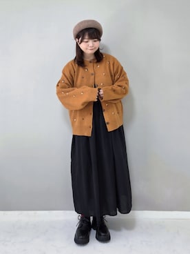 「アイテム（ハンチング/ベレー帽）」を使った、パン粉さん（レディース・151cm）の秋コーディネート