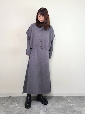 「SUGAR BISKET（シュガービスケット）のアイテム（ブーツ）」を使った、パン粉さん（レディース・151cm）の冬コーディネート
