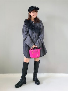 「cava cava（サヴァサヴァ）のアイテム（ブーツ）」を使った、パン粉さん（レディース・151cm）の秋コーディネート