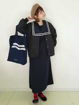 「サニーレーベル」｜「アイテム（ハンチング/ベレー帽）」を使った、パン粉さん（レディース・151cm）の冬コーディネート