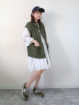 「RETRO GIRL（レトロガール）のアイテム（その他アウター）」を使った、パン粉さん（レディース・151cm）の夏コーディネート