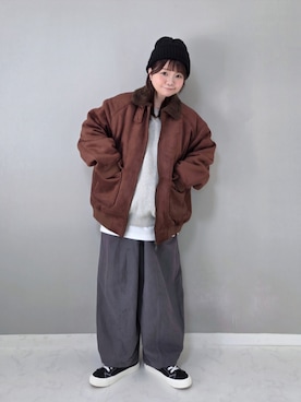 「アイテム（ムートンコート）」を使った、パン粉さん（レディース・151cm）の秋コーディネート