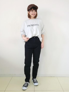 「Lee」｜「アイテム（ラッピングキット）」を使った、パン粉さん（レディース・151cm）の春コーディネート