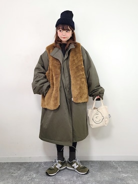 「Confirm（コンファーム）のアイテム（モッズコート）」を使った、パン粉さん（レディース・151cm）の冬コーディネート