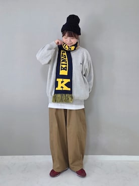 「アイテム（マフラー）」を使った、パン粉さん（レディース・151cm）の秋コーディネート