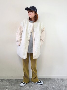「rectangle（レクタングル）のアイテム（ノーカラージャケット）」を使った、パン粉さん（レディース・151cm）の秋コーディネート