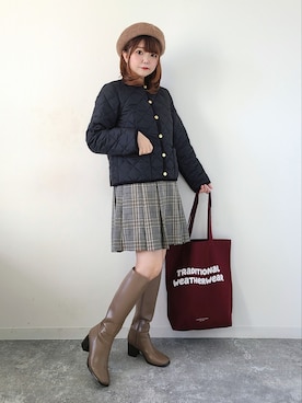 「Traditional Weatherwear」｜「アイテム（ハンチング/ベレー帽）」を使った、パン粉さん（レディース・151cm）の秋コーディネート