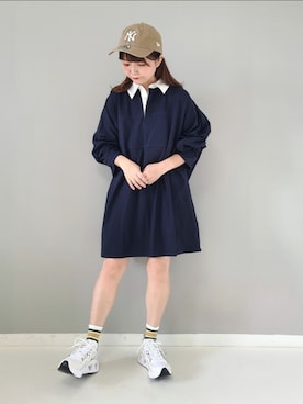 「Auntie Rosa Holiday（アンティローザホリデー）のアイテム（ワンピース）」を使った、パン粉さん（レディース・151cm）の秋コーディネート