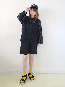 「古着女子」｜「アイテム（その他）」を使った、パン粉さん（レディース・151cm）の夏コーディネート