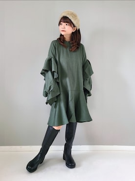 「cava cava（サヴァサヴァ）のアイテム（ブーツ）」を使った、パン粉さん（レディース・151cm）の秋コーディネート