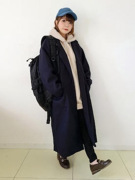「アイテム（チェスターコート）」を使った、パン粉さん（レディース・151cm）の冬コーディネート