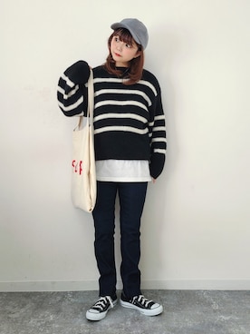 「something_jean」｜パン粉さん（レディース・151cm）の冬コーディネート
