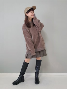 「cava cava（サヴァサヴァ）のアイテム（ブーツ）」を使った、パン粉さん（レディース・151cm）の秋コーディネート