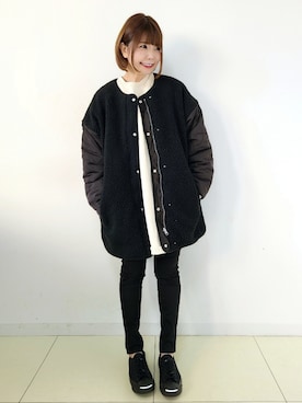「merry jenny（メリージェニー）のアイテム（スウェット）」を使った、パン粉さん（レディース・151cm）の冬コーディネート