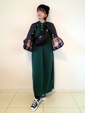 「チェック柄に恋してる」｜「アイテム（福袋/福箱）」を使った、パン粉さん（レディース・151cm）の秋コーディネート