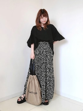 「アイテム（エコバッグ/サブバッグ）」を使った、パン粉さん（レディース・151cm）の夏コーディネート