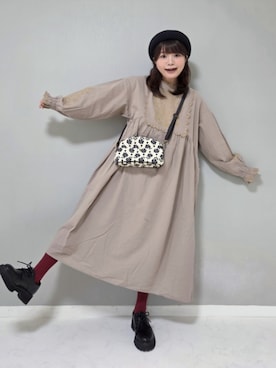 「アイテム（ハンチング/ベレー帽）」を使った、パン粉さん（レディース・151cm）の秋コーディネート