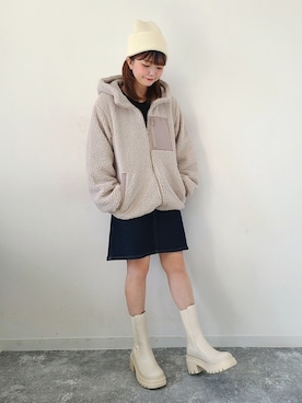 「AS KNOW AS plus（アズノゥアズプラス）のアイテム（ブルゾン）」を使った、パン粉さん（レディース・151cm）の秋コーディネート