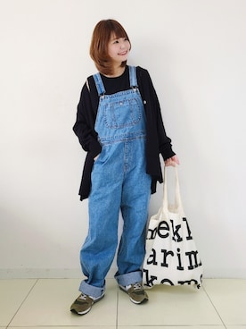 「something_jean」｜「アイテム（オールインワン・サロペット）」を使った、パン粉さん（レディース・151cm）の春コーディネート