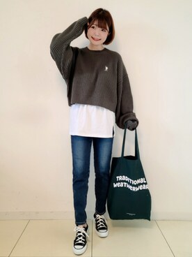 「アイテム（福袋/福箱、ピンク系）」を使った、パン粉さん（レディース・151cm）の秋コーディネート