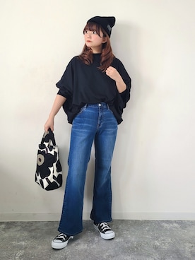 「EDWIN」｜「アイテム（福袋/福箱）」を使った、パン粉さん（レディース・151cm）の春コーディネート