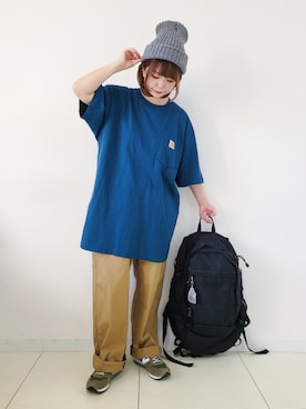 「Lee」｜「アイテム（ニットキャップ/ビーニー）」を使った、パン粉さん（レディース・151cm）の春コーディネート