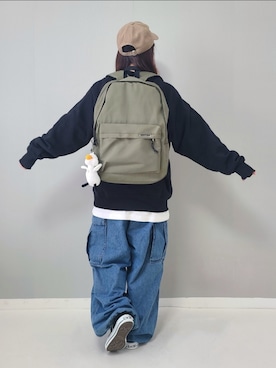 「アイテム（カーゴパンツ）」を使った、パン粉さん（レディース・151cm）の秋コーディネート