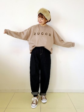 「zucca」｜「アイテム（スウェット）」を使った、パン粉さん（レディース・151cm）の秋コーディネート