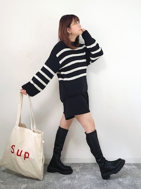 「SVEC（シュベック）のアイテム（ブーツ）」を使った、パン粉さん（レディース・151cm）の冬コーディネート