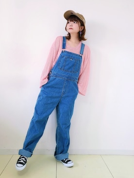「something_jean」｜「アイテム（オールインワン・サロペット）」を使った、パン粉さん（レディース・151cm）の春コーディネート