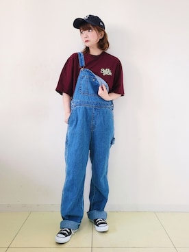 「something_jean」｜「アイテム（オールインワン・サロペット）」を使った、パン粉さん（レディース・151cm）の春コーディネート